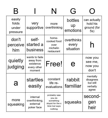 Orpheus Bingo Card