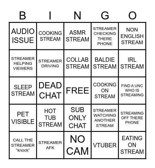 TWITCH BINGO Card