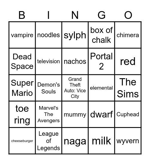 Infinite Craft Bingo Card