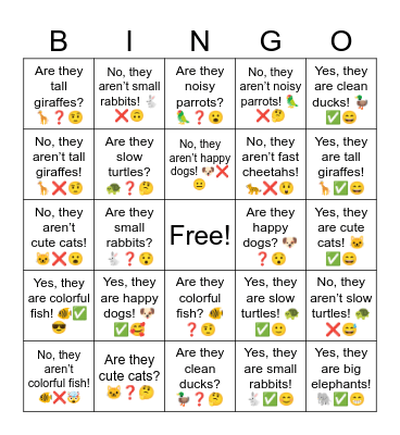B4 L7 Plural Animals 1 Bingo Card
