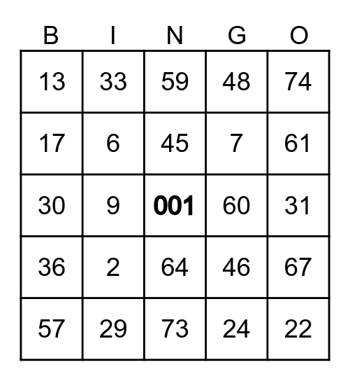 Yreli Bingo Card
