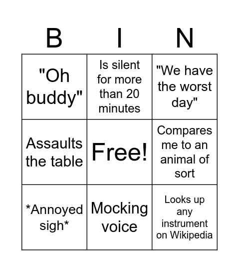 Emma Bingo Card