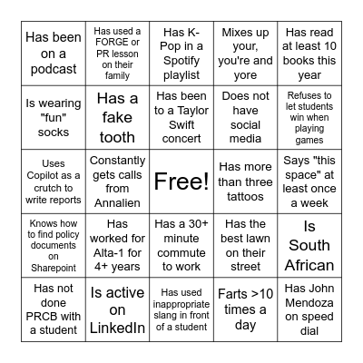 Find someone who... Bingo Card