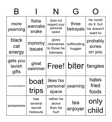 Narcissus Bingo Card