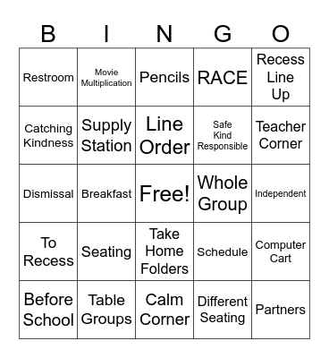 Expectations Bingo Card