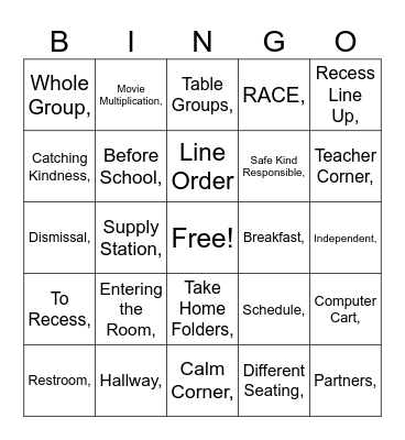 Expectations* Bingo Card