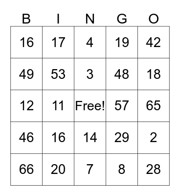 Lipson Family Bingo! Bingo Card