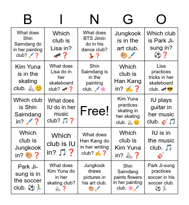 B13 L8 Shin Saimdang is in the painting club. 🖌🌸 Bingo Card