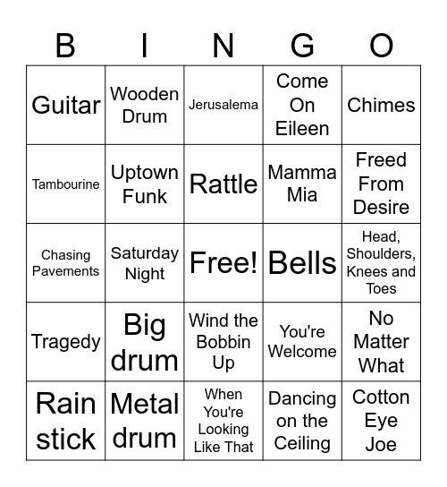 Music Mix Bingo Card