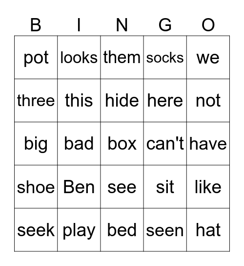 Ben's Book Bingo Card