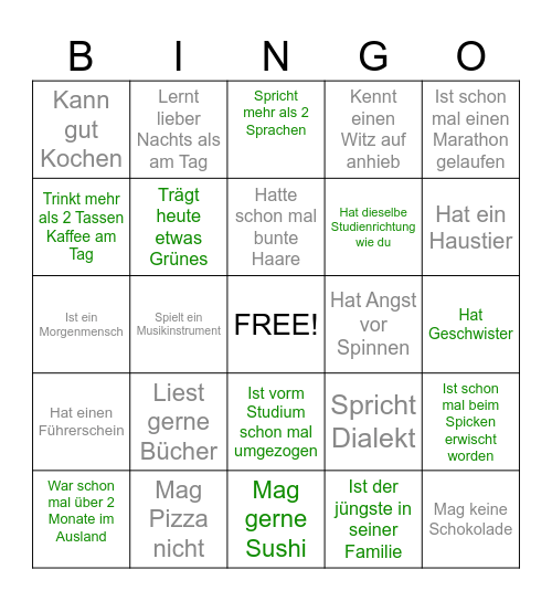 Kennenlern-BINGO Card