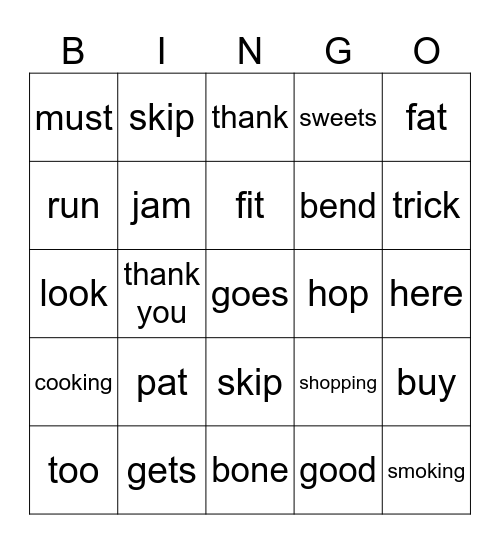 Pat the pig's book Bingo Card