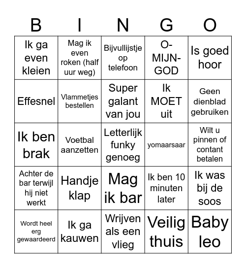 Noël Bingo Card