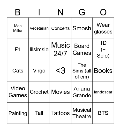 katrina 🥝 Bingo Card