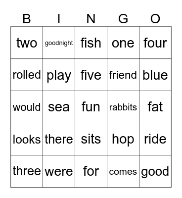 Roll Over Bingo Card