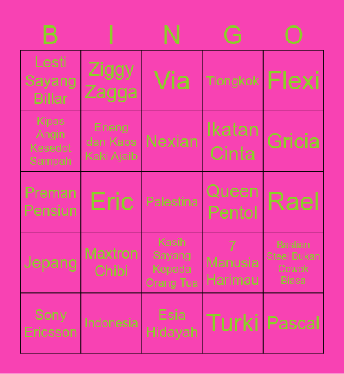 DARI SI GANTENG, SEMOGA Bingo Card