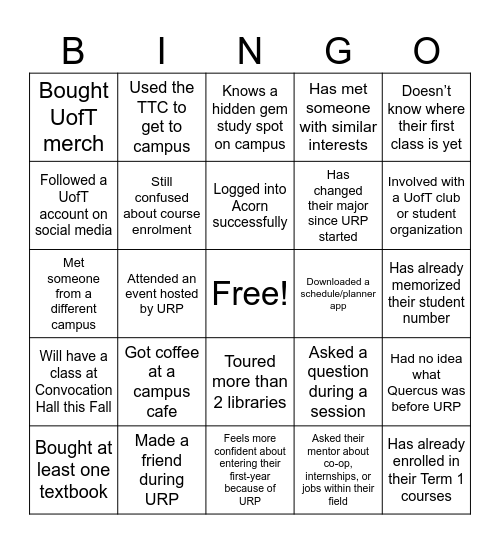 2025 URP BINGO Card