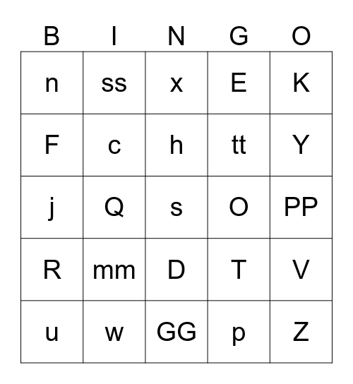 ALPHABET BINGO Card
