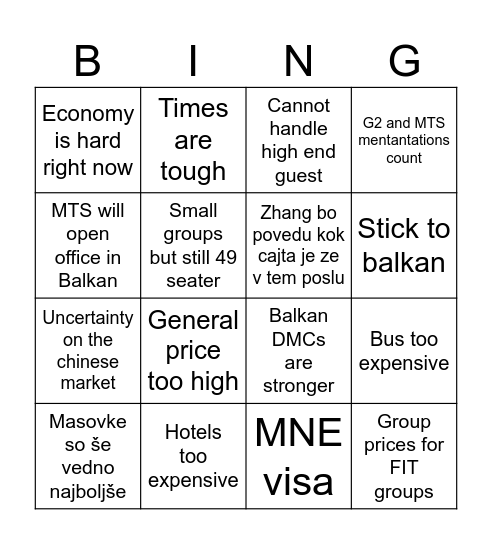 SESTANEK Bingo Card
