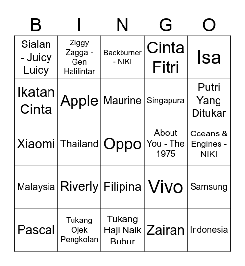 BINGO! Bingo Card