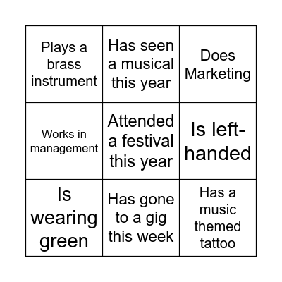 Find someone who Bingo Card