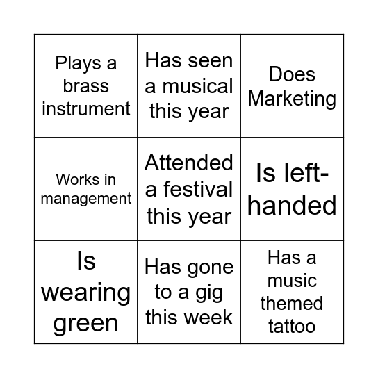 Find someone who Bingo Card