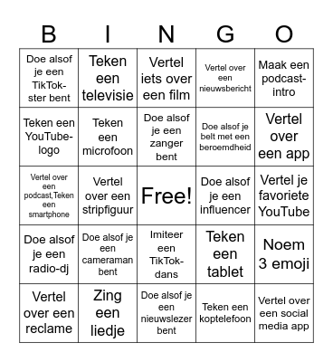 MEDIA BINGO 1 Bingo Card