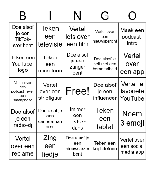 MEDIA BINGO 1 Bingo Card