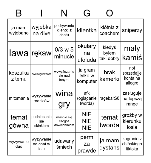 DZIADOWSKIE Bingo Card