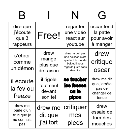 un jour chez nous Bingo Card