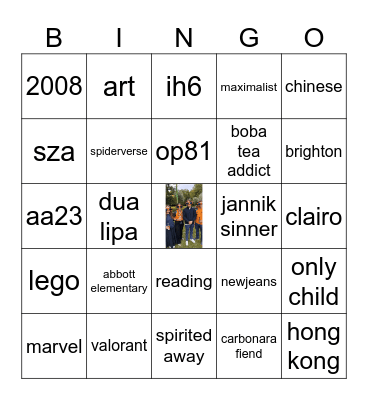 sienna’s Bingo Card