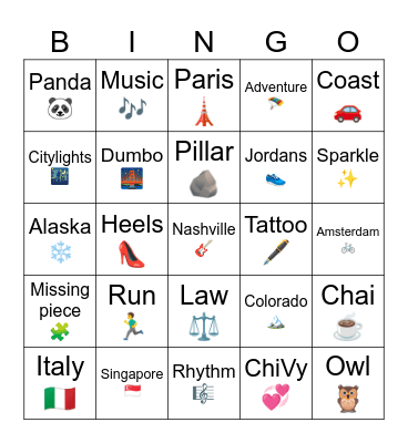ChiVy Bingo Card