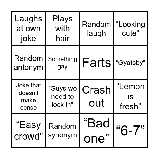 Aldrin Bingo Card