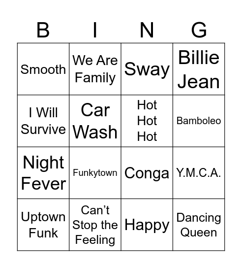 Disco Bingo Card