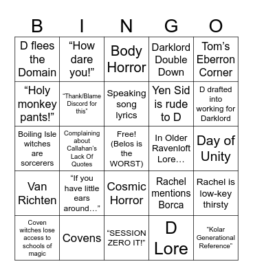 WWoDL: Owl House Bingo Card
