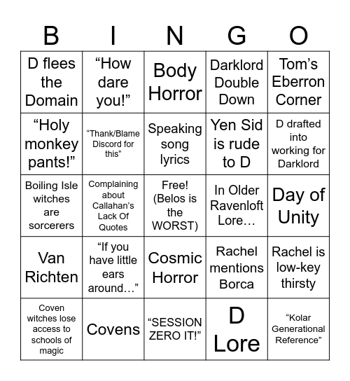 WWoDL: Owl House Bingo Card