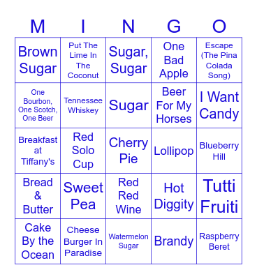Food & Drink Bingo Card