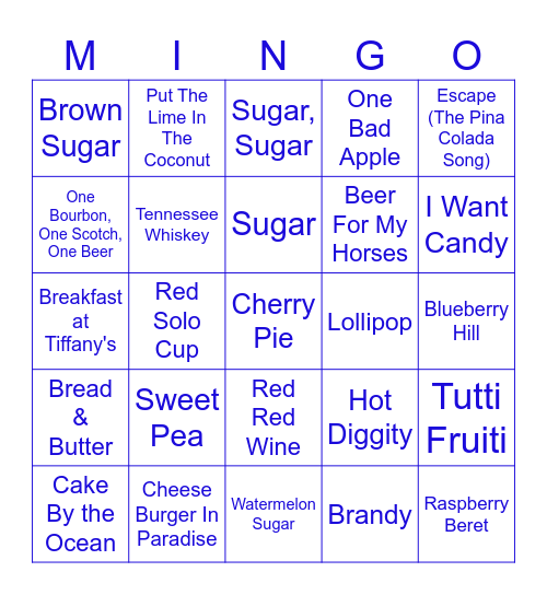 Food & Drink Bingo Card