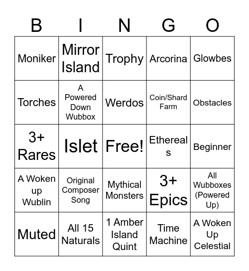 MSM Bingo Card