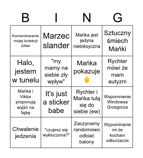 The trauma trio Bingo Card