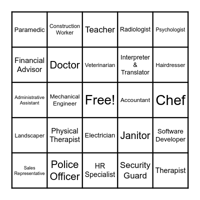 Career Bingo Card