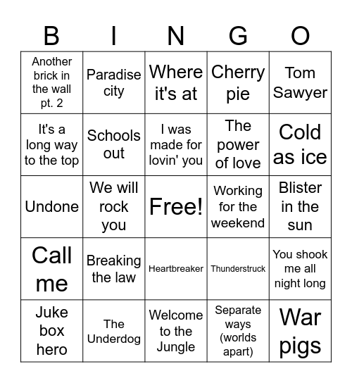 Game 2-8/13/25 Bingo Card