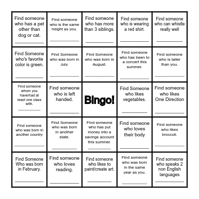 Find Someone Who... Bingo Card