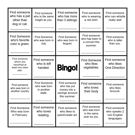 Find Someone Who... Bingo Card