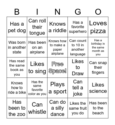 Find Someone Who... Bingo Card