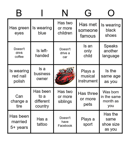 FIND THE GUEST BINGO Card