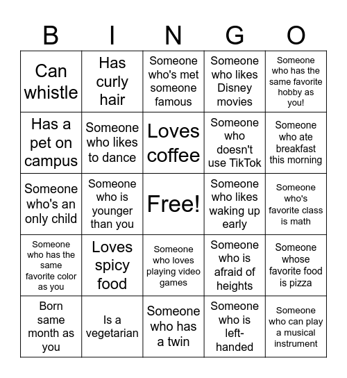 Human Bingo Card