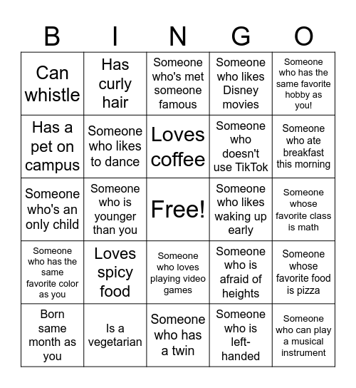 Human Bingo Card