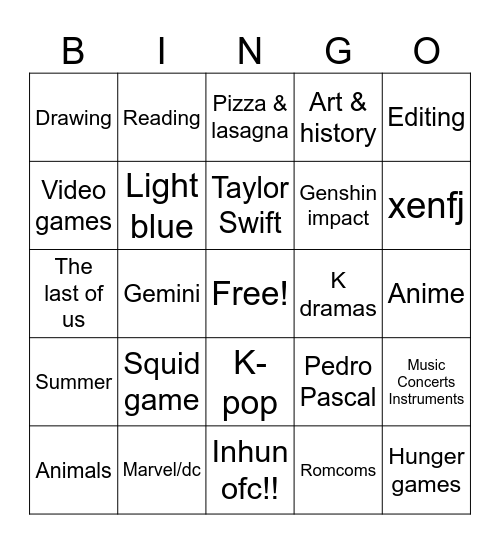 Lili's bingo!! Bingo Card