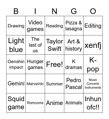 Lili's bingo!! Bingo Card